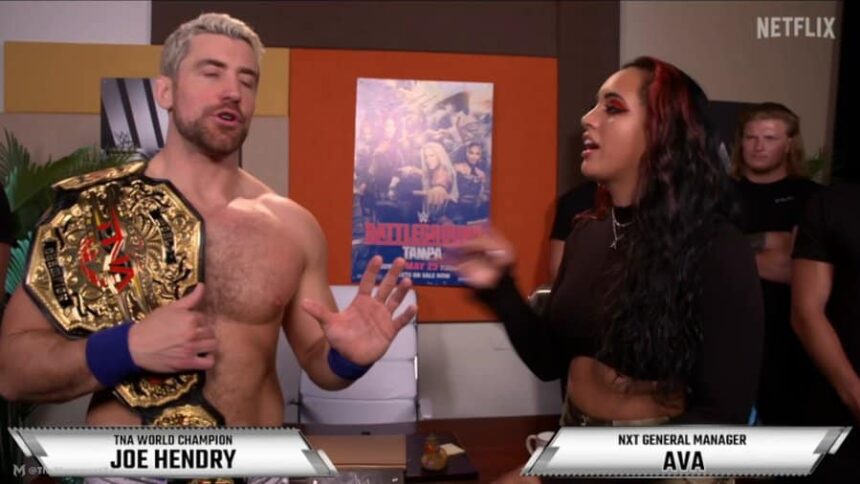 Joe Hendry defends TNA world title against Trick Williams on the battlefield of WWE NXT