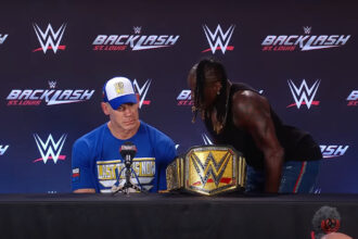John Cena places R-Truth on press conference table using AA following WWE backlash