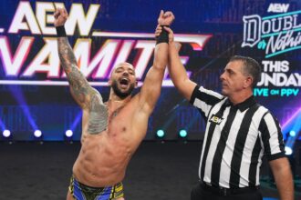 Ricochet knocks on the door of Bloody Mark Briscoe and wins an Aew Double or Nothing stretcher match