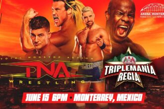 TNA Champion set in a historic triple-mania regia featuring AAA and WWE talent
