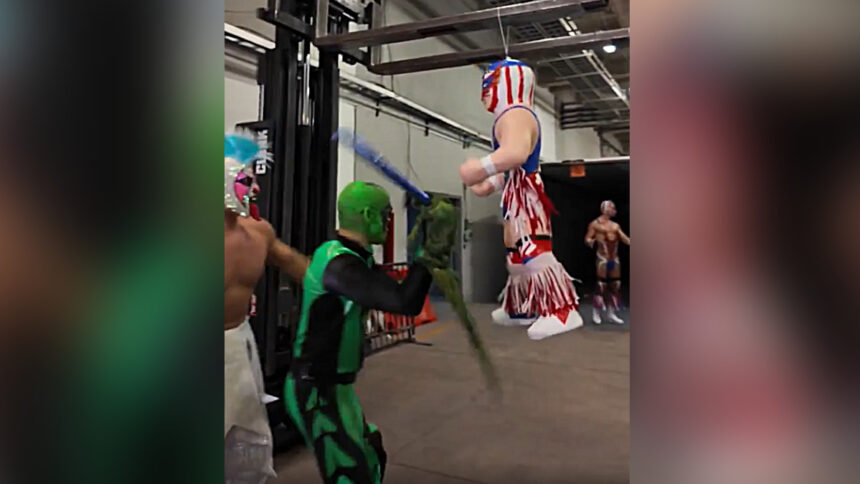 AAA roster destroys El Grande American Pinata while WWE Stars are watching