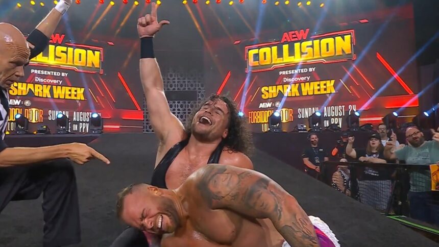 Banned AEW in Collisions Door Tag Title Tournament Bang Bang Gang Advance