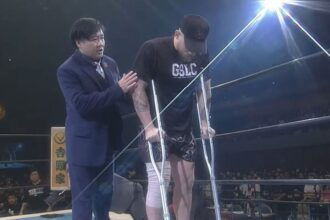Gabe Kidd was forced to lose his G1 climax match due to a knee injury