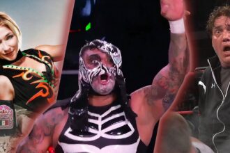 Unusual photo of a wrestler without a mask