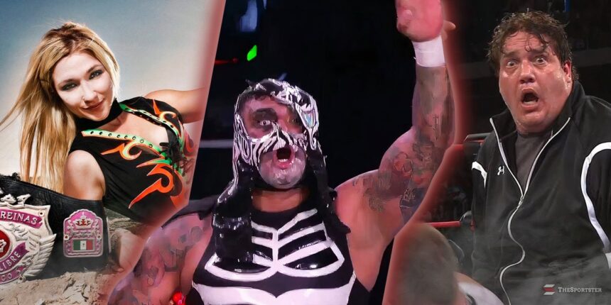 Unusual photo of a wrestler without a mask