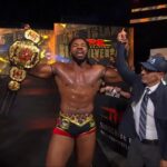 Trick Williams holds the TNA world title at Chaos Slamie Surrey Main Event