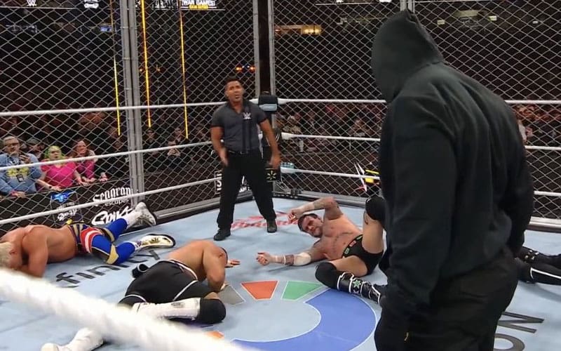 Mystery Man assists CM Punk with Bron Breaker pin in Men's War Games match at WWE Survivor Series