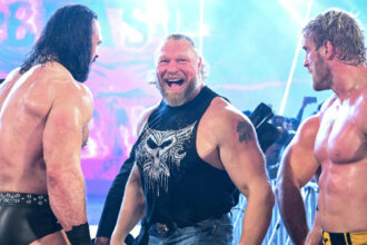 Paul Heyman reacts to Brock Lesnar's fall during WWE Raw entrance