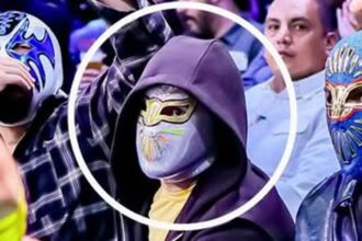 Bad Bunny spotted at ringside at CMLL in Mexico City wearing Místico mask